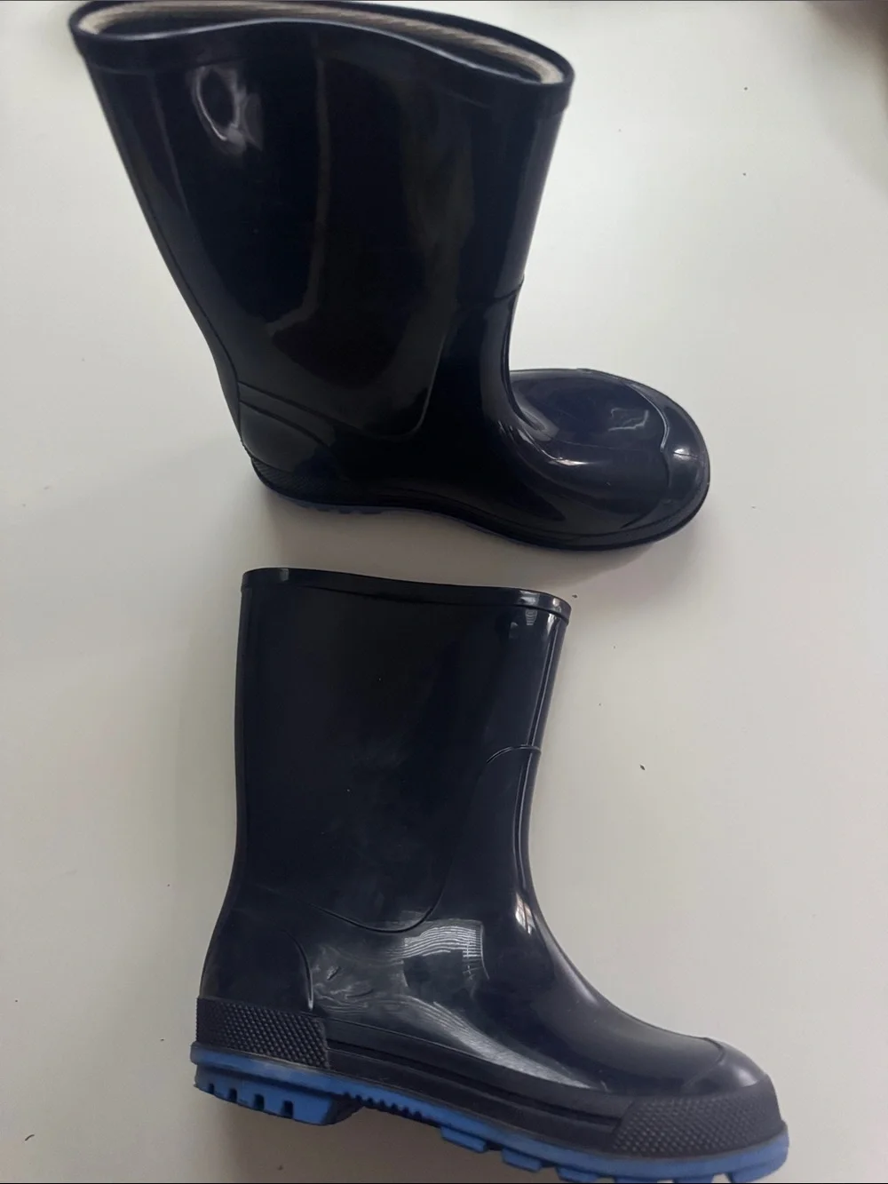 Women’s Classic Black Rain Boots with Blue Sole